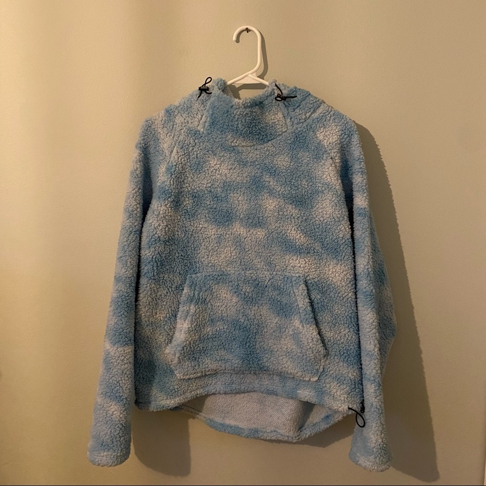 PINK Tie Dye Blue Sherpa Hoodie